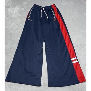 Ellesse Women Navy Blue Wide Leg Track Pants Red Side Stripe UK 10 US 6